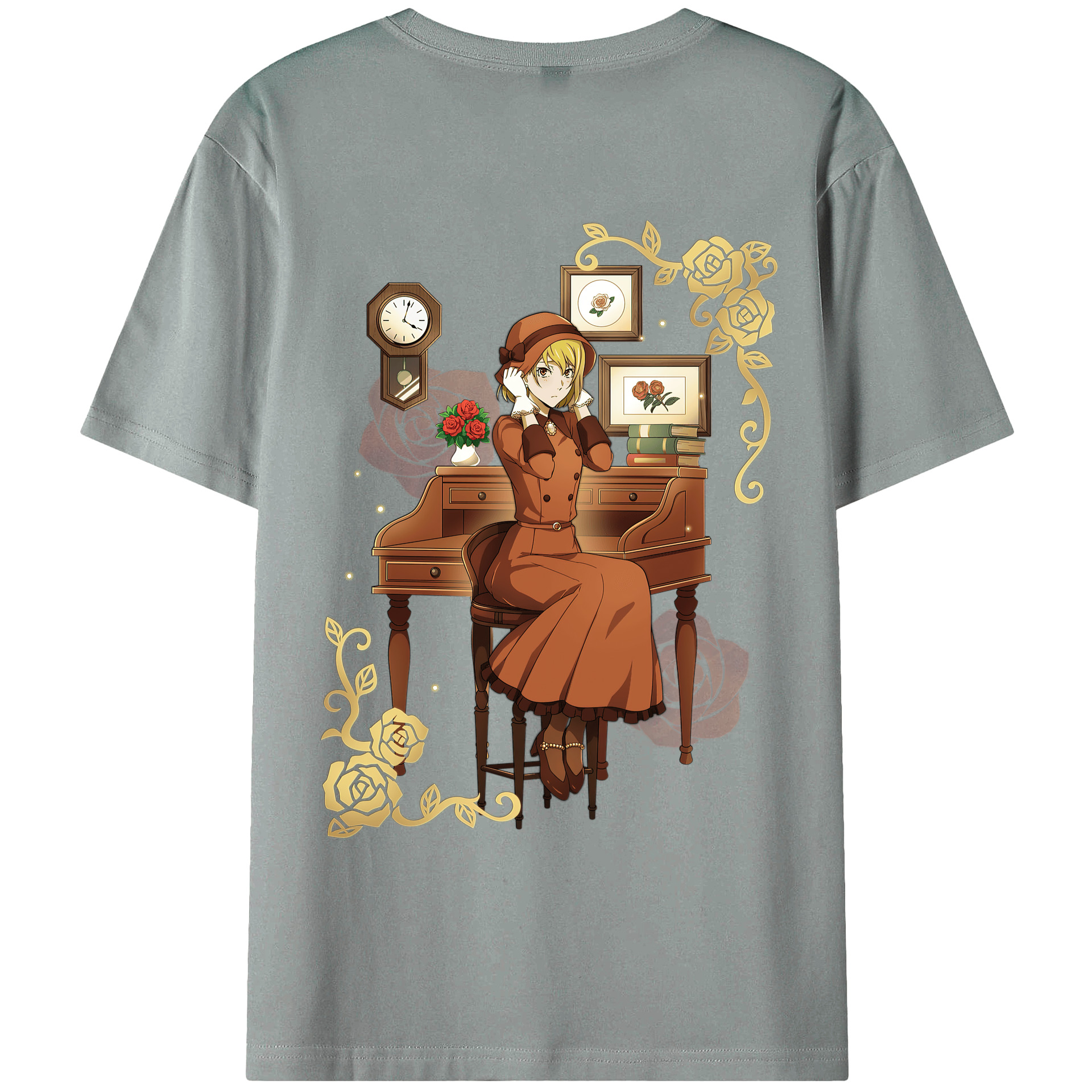 （画像用） 文豪ストレイドッグス Bungo Stray Dogs 綿100％ メンズ半袖Tシャツ（バックプリント） 通気性